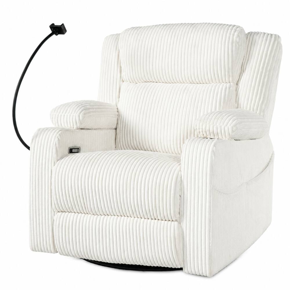 Alt View 10. Ropilly - Ropilly Electric Power Recliner Chair, 270 Degree Swivel Rocker, Nursery Glider With Hidden Storage, Beige - Beige.