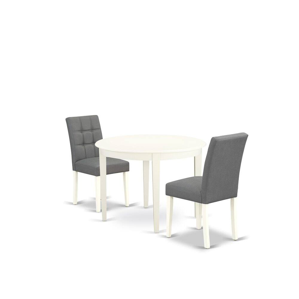 Alt View 4. East West Furniture - 3 Piece Dinner Table Set contain A Wooden Table - White.
