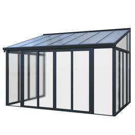Mondawe - 10×14 ft Season Sunroom with 3 Lockable Sliding Doors - Black