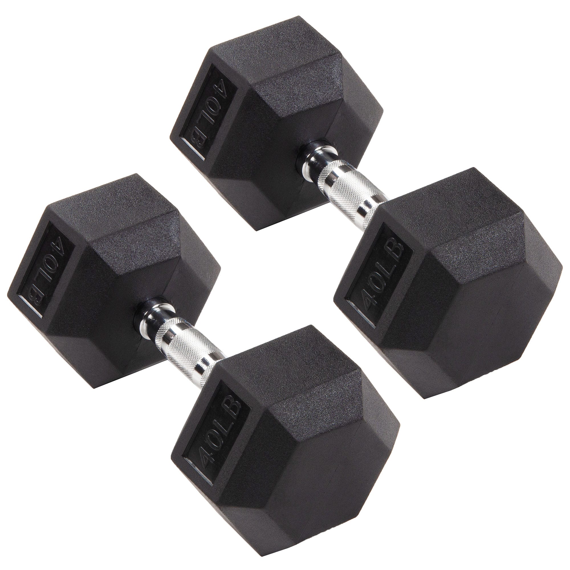 Signature Fitness - Hex Dumbbells Strength Training Workout Equipment Set, 40 lbs - Black