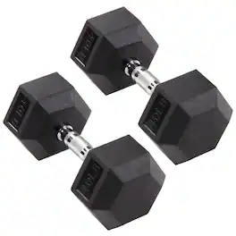 Signature Fitness - Hex Dumbbells Strength Training Workout Equipment Set, 40 lbs - Black