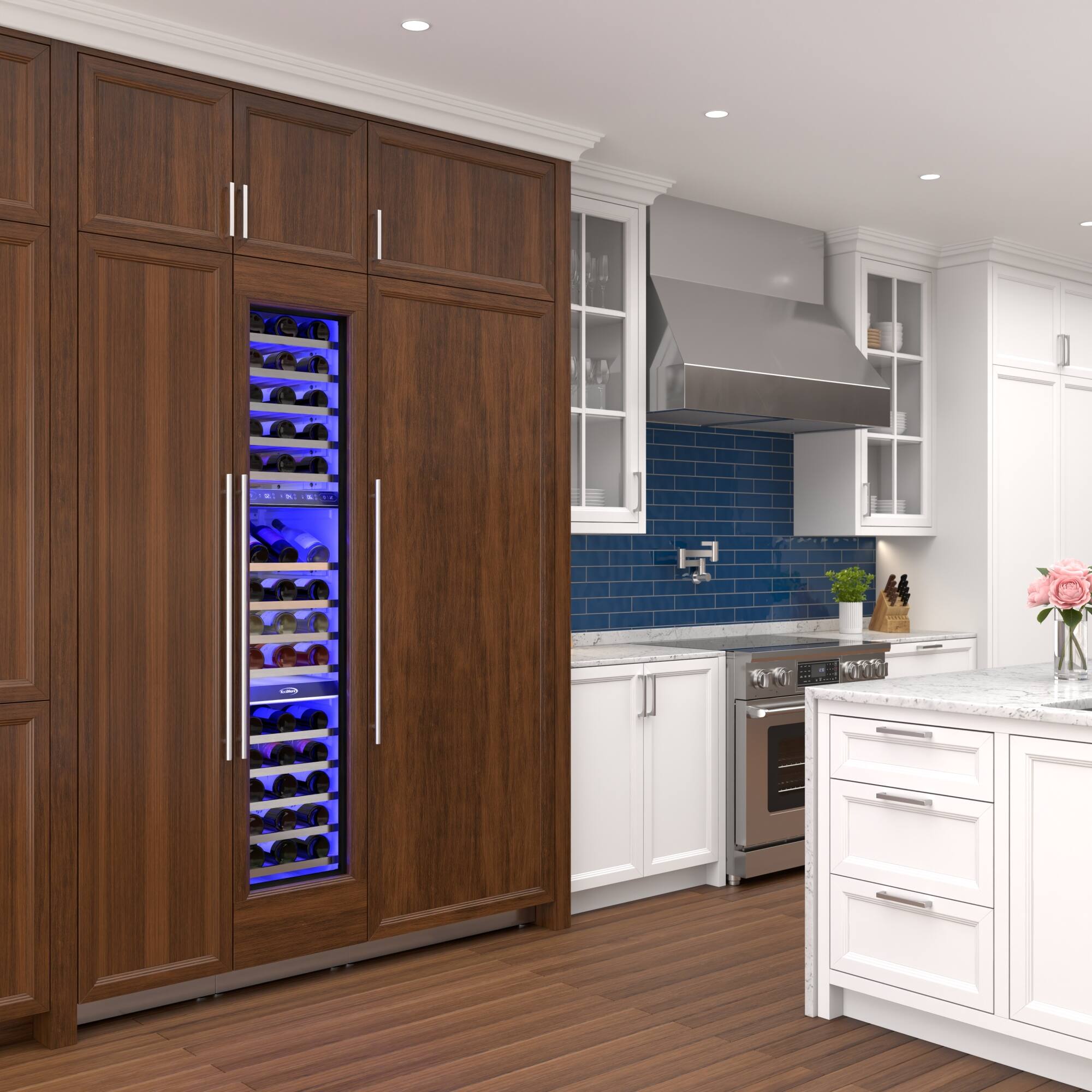 Back. Koolmore - KoolMore Reserve Panel Ready 30 in. Column Refrigerator with 18 in. Wine Cooler and Freezer - White.