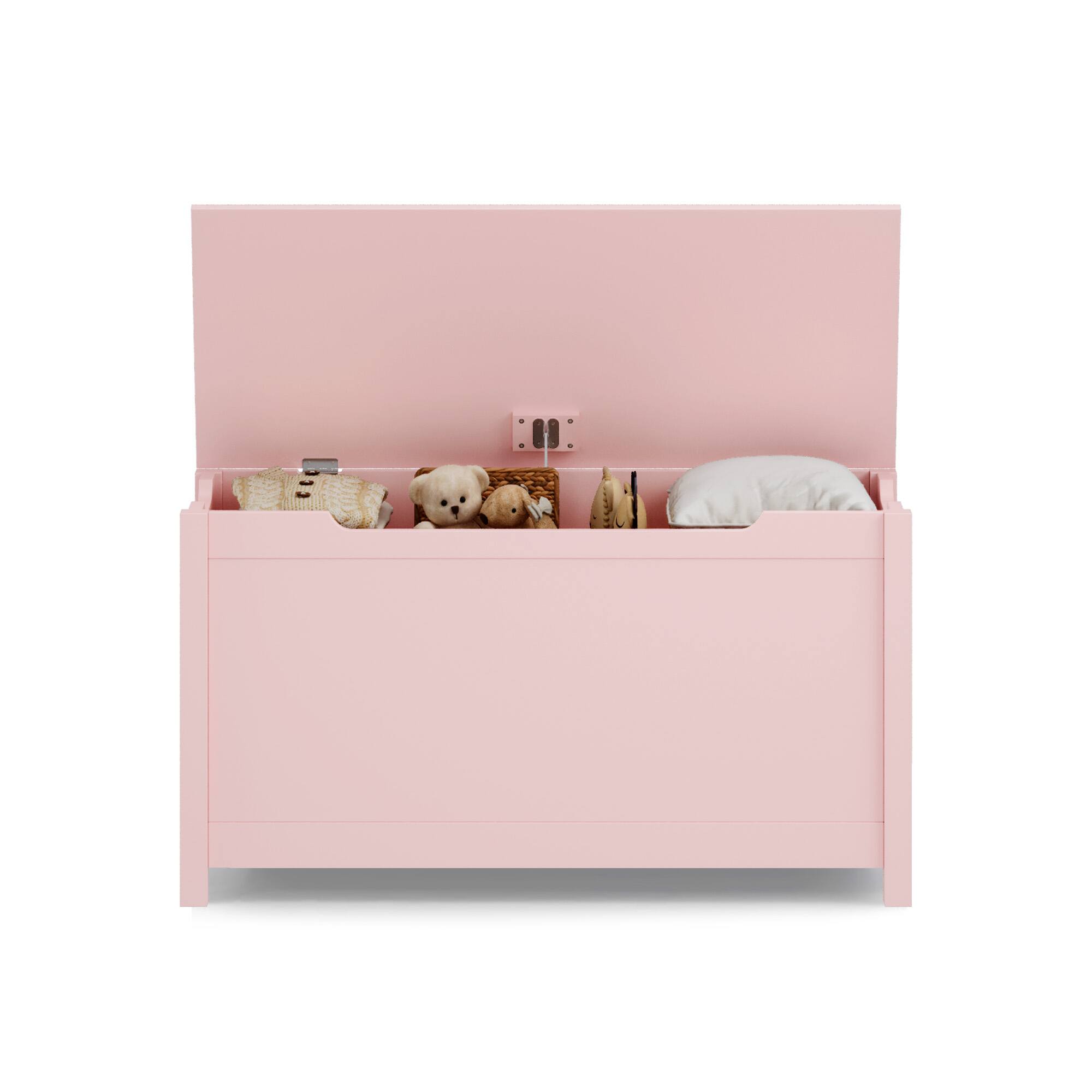 Alt View 5. Z-Edge - Kids Storage Bench, Wooden Toy Box Chest, Large Storage Cabinet with Safety Hinge for Playroom, Living Room or Entryway - Pink.
