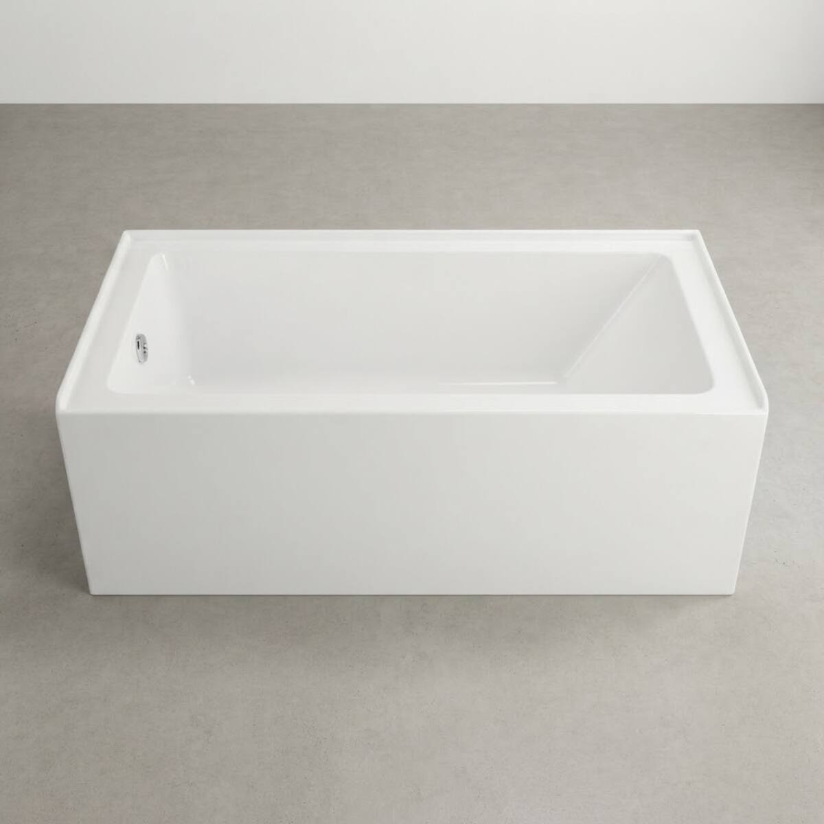 Back. Loheer - Loheer 54 x 32 Inch Acrylic Alcove Soaking Bathtub with Apron Front Left Drain White - Glossy White.