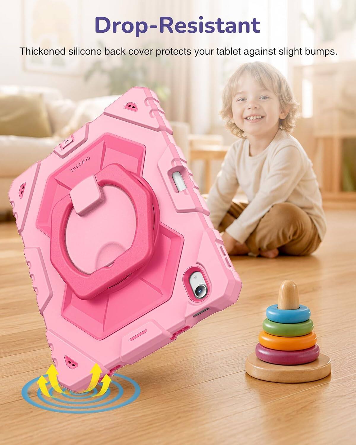 Drop-Resistant  
Thickened silicone back cover protects your tablet against slight bumps.