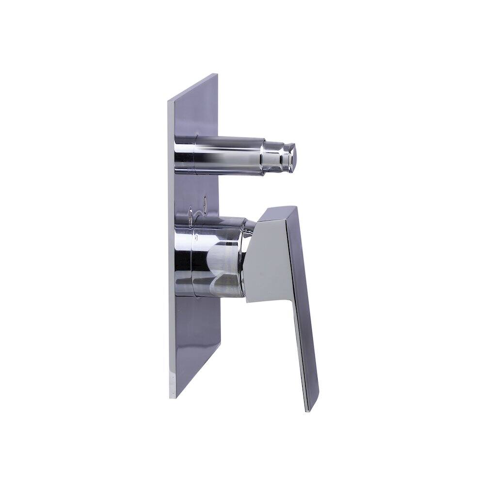 Left. Alfi - Polished Chrome Shower Valve Mixer with Square Lever Handle and Diverter - Silver.