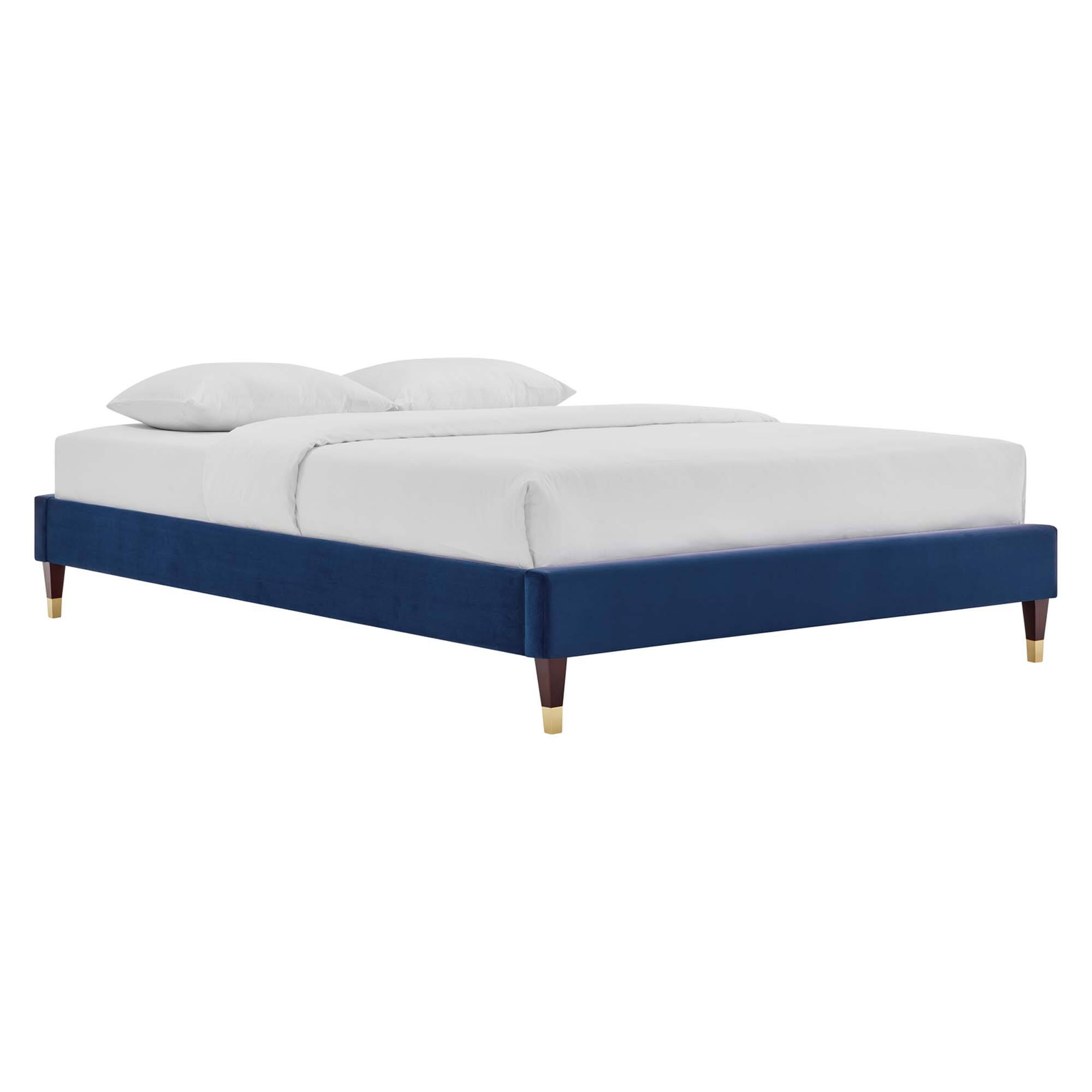 Modway - Harlow Performance Velvet Full Platform Bed Frame - Blue
