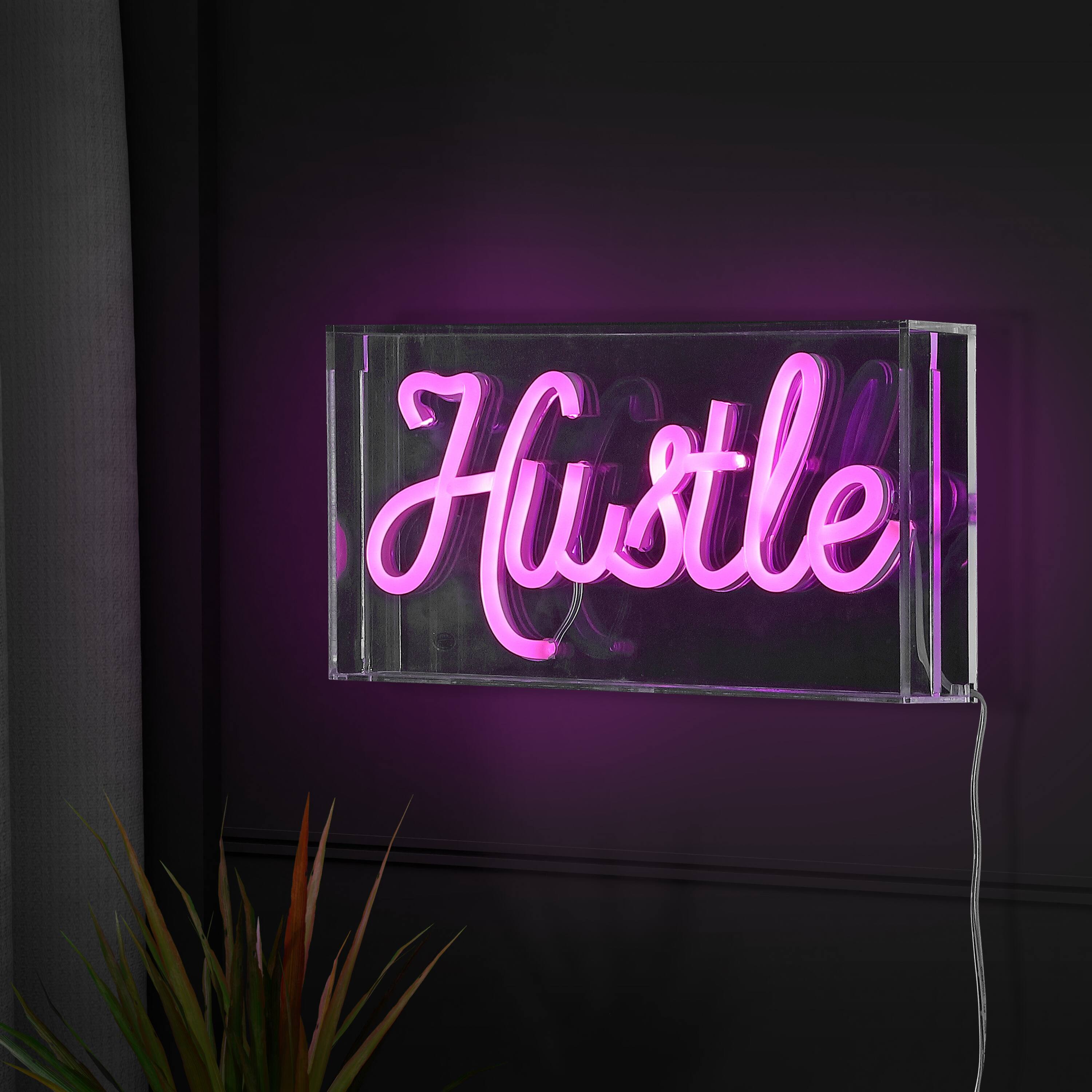 Alt View 4. Jonathan Y - Hustle 11.88" X 5.88" Contemporary Glam Acrylic Box USB Operated LED Neon Light, Pink - Pink.