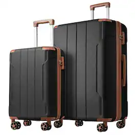 HTUTWOO - Hardshell ABS Luggage Sets 2 Piece Suitcase Set - Expandable with TSA Lock, Spinner Wheels for Men Women - Black Brown