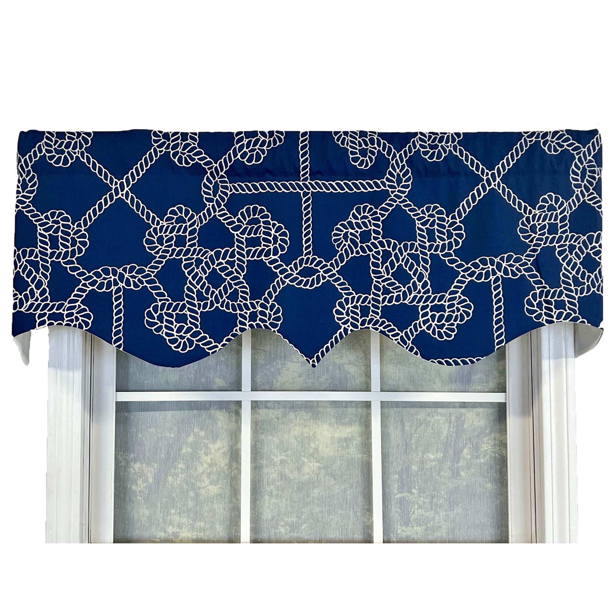 Angle. RLF Home - RLF Home Knotty Regal Style All Season 3" Rod Pocket Valance 50" x 17" Blue - Blue.