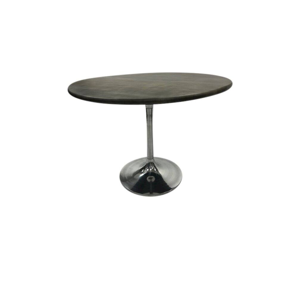 Alt View 1. Carolina Chair & Table - Alden Wood Top 40" Round Dining Table - Fog Gray Top - Chrome Base - Grey.