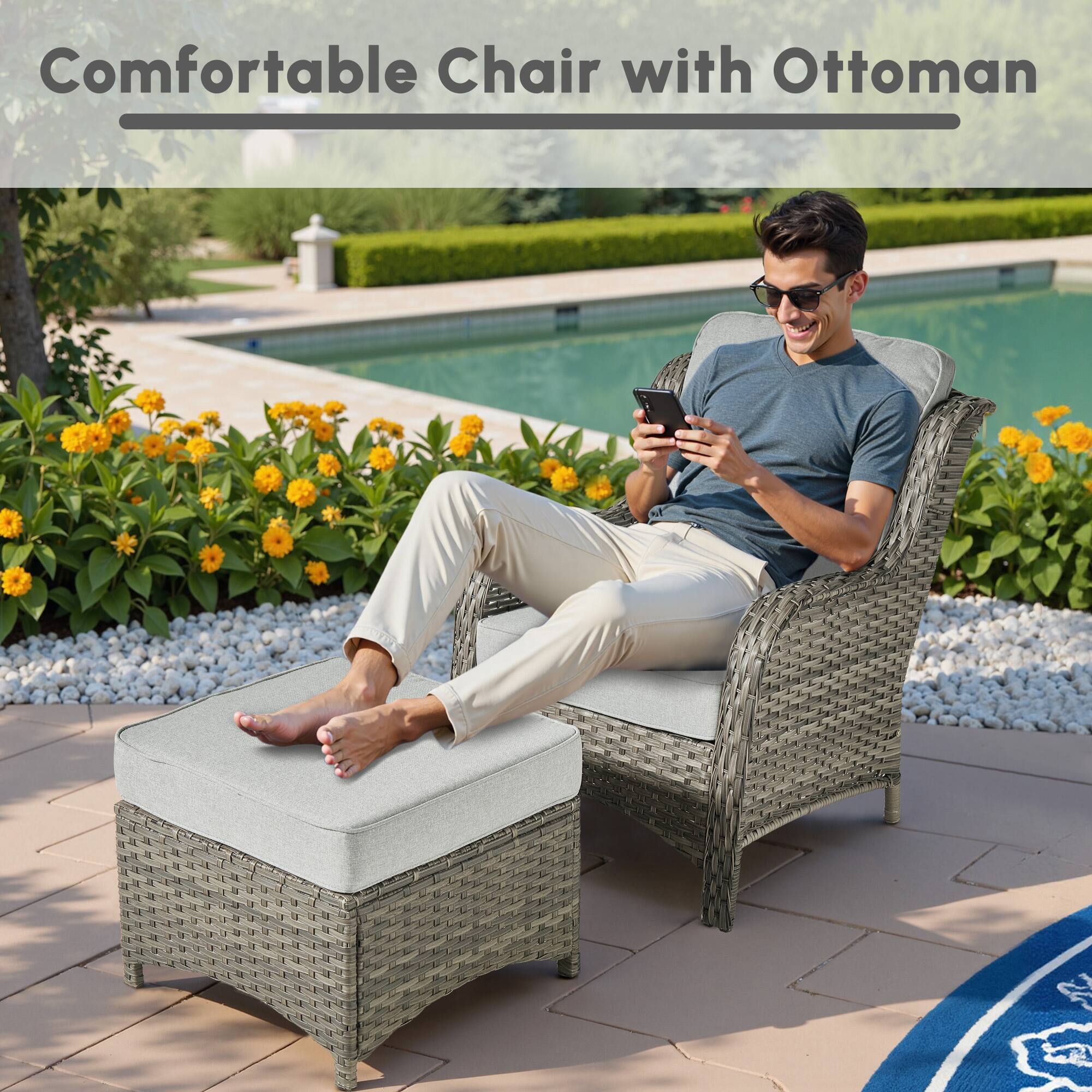 Comfortable Chair with Ottoman