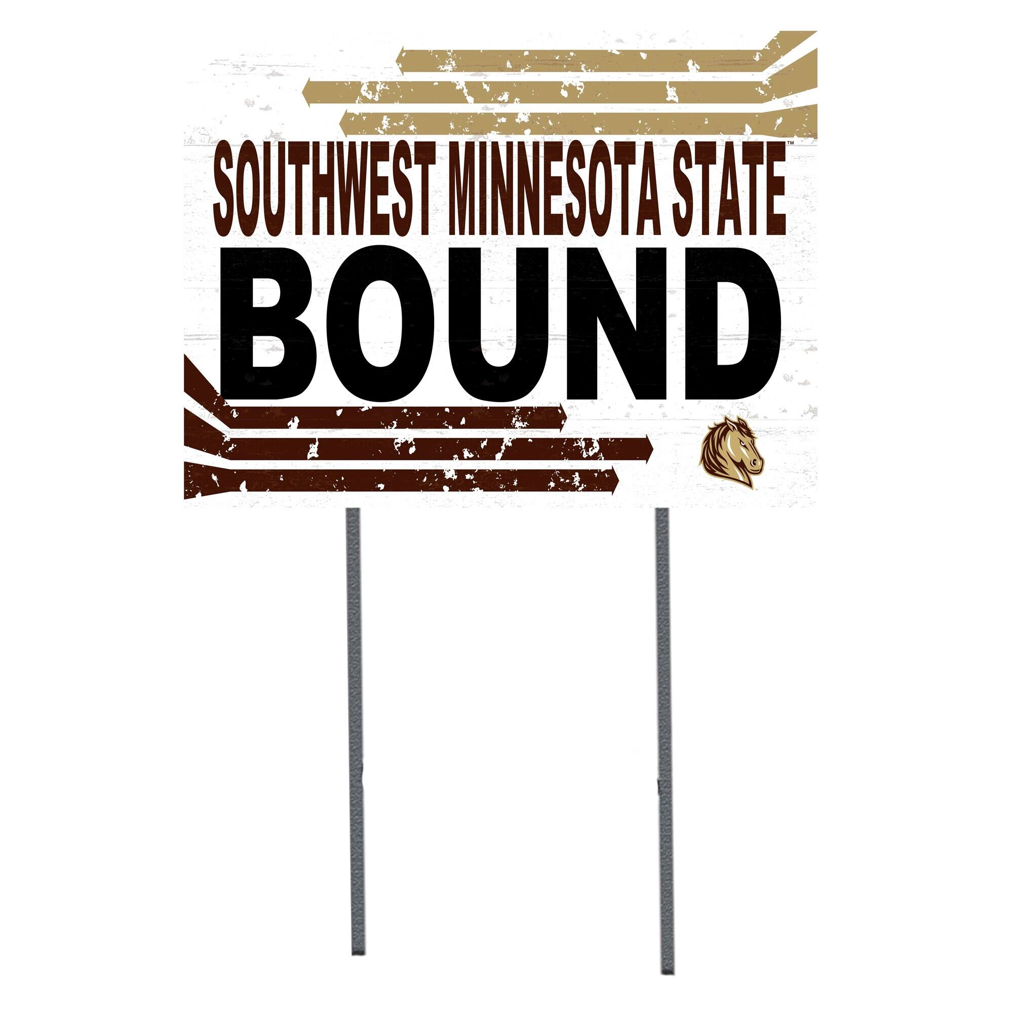 White Southwest Minnesota State Mustangs 18" x 24" Bound Yard Sign