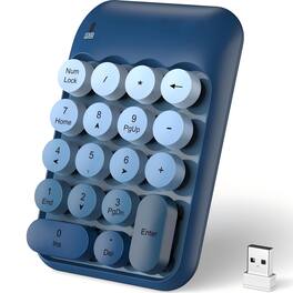 PRIMEPLUS - Cute Colorful Wireless Number Pad Keyboard - 18 Keys, Portable 2.4GHz 10-Key Financial Accounting Extension - Blue Gradient