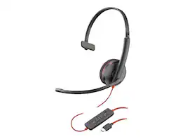 HP - Poly Blackwire 3210 USB-C Headset - Noise Cancelling Mic, Wired, 5.28 ft - Red