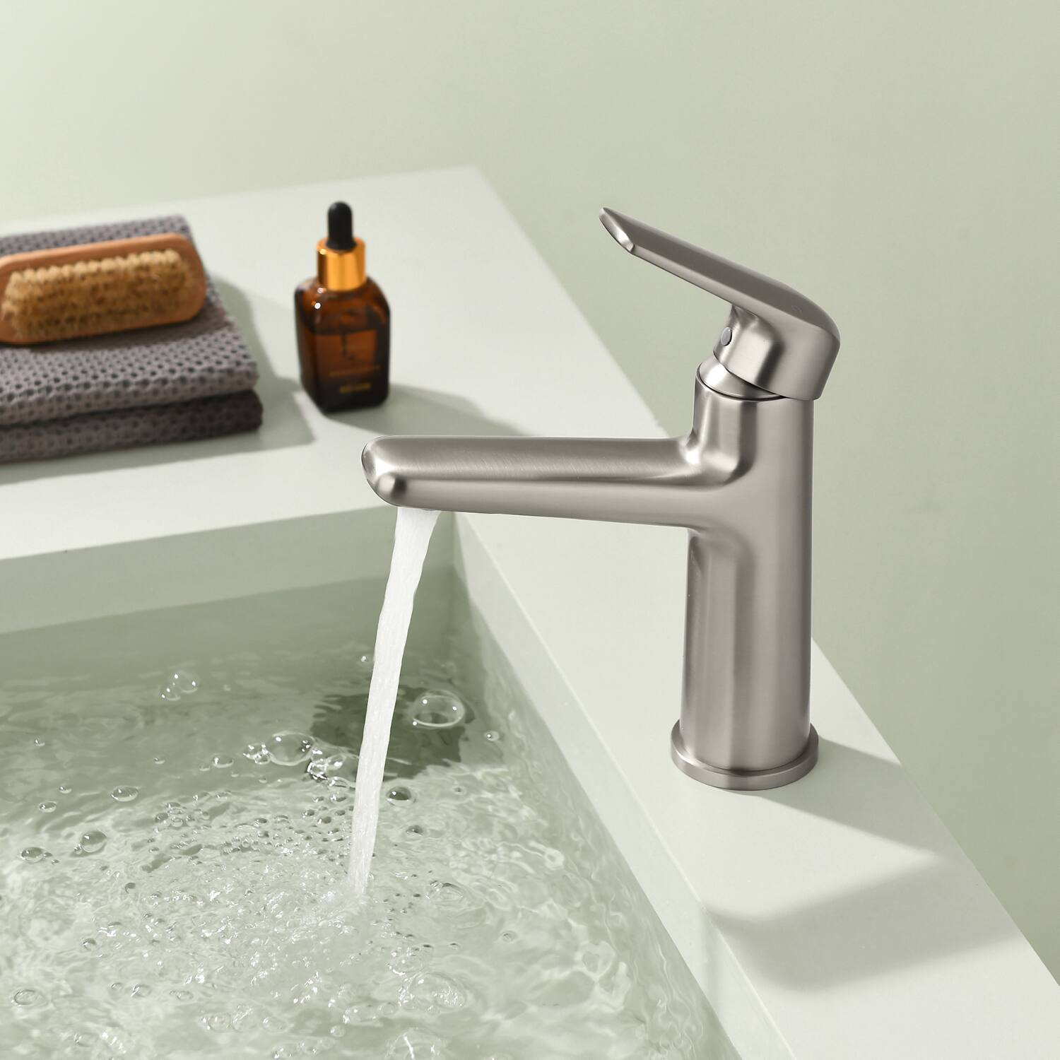 Alt View 3. Boyel Living - Brushed Nickel Single Handle Bathroom Faucet Solid Brass - Brushed Nickel.