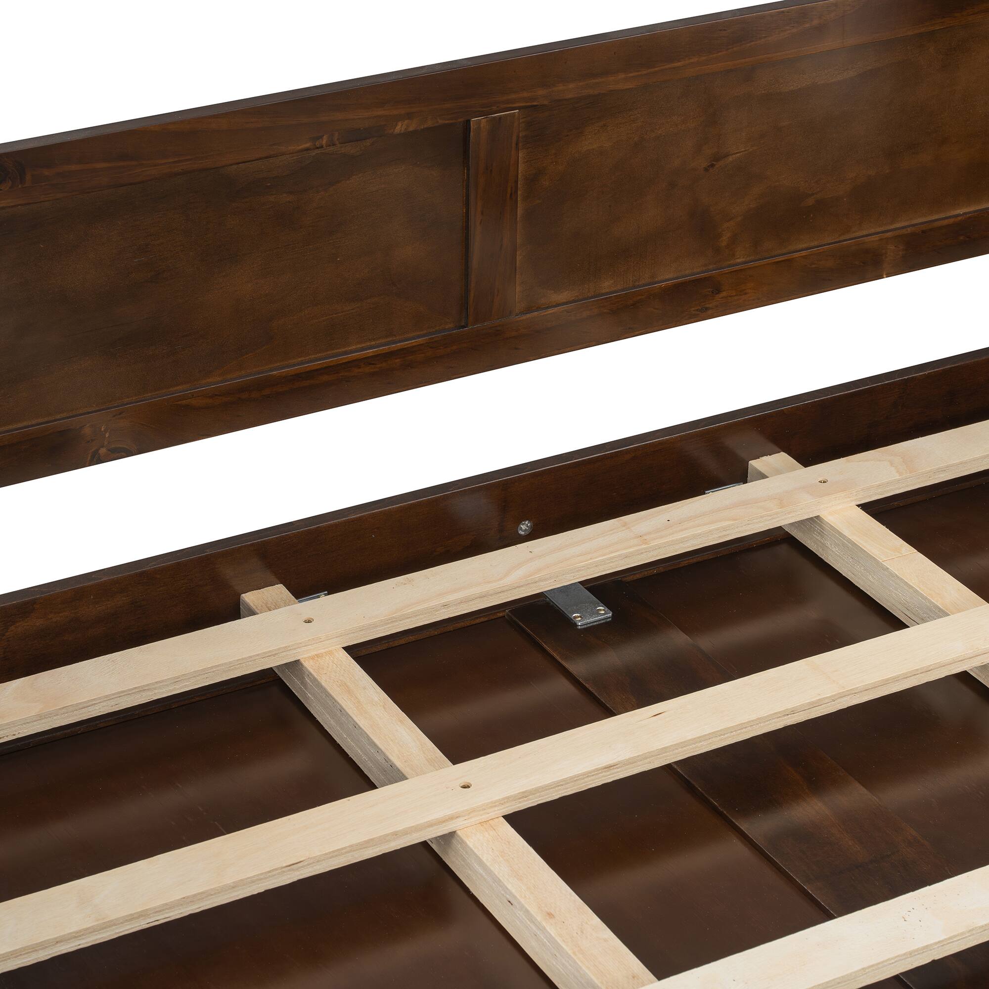 Alt View 4. Anysun - Queen Size Murphy Bed with Desk & Storage, Space-Saving Wood Wall Bed with Cabinets & Drawers - Brown.