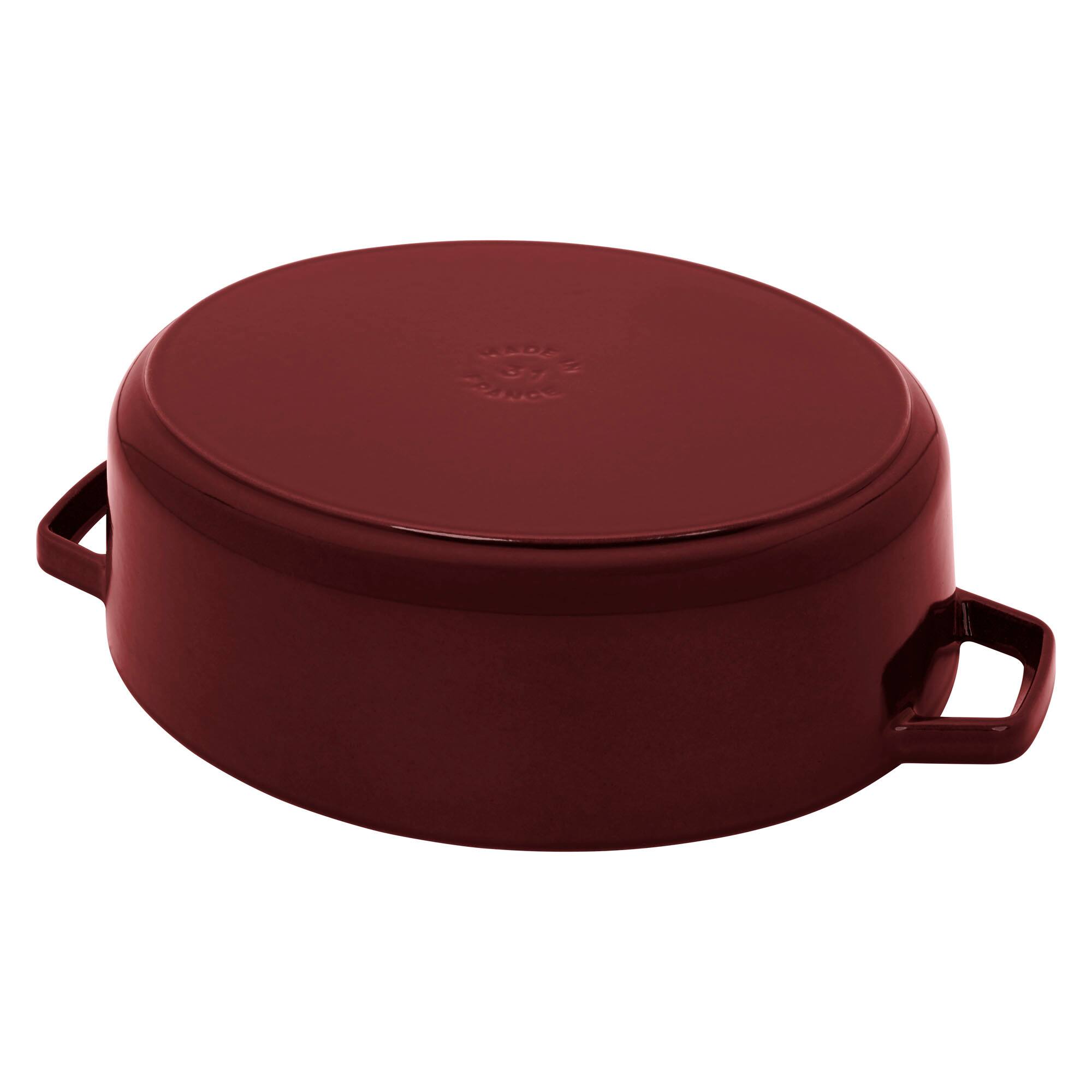 Alt View 4. Staub - Staub Cast Iron 6.25-qt Shallow Oval Dutch Oven - Grenadine - Grenadine.