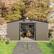 Angle. Mondawe - 10x12 FT Outdoor Storage Shed with Color Steel Plate and Two Daylight Windows - Brown.