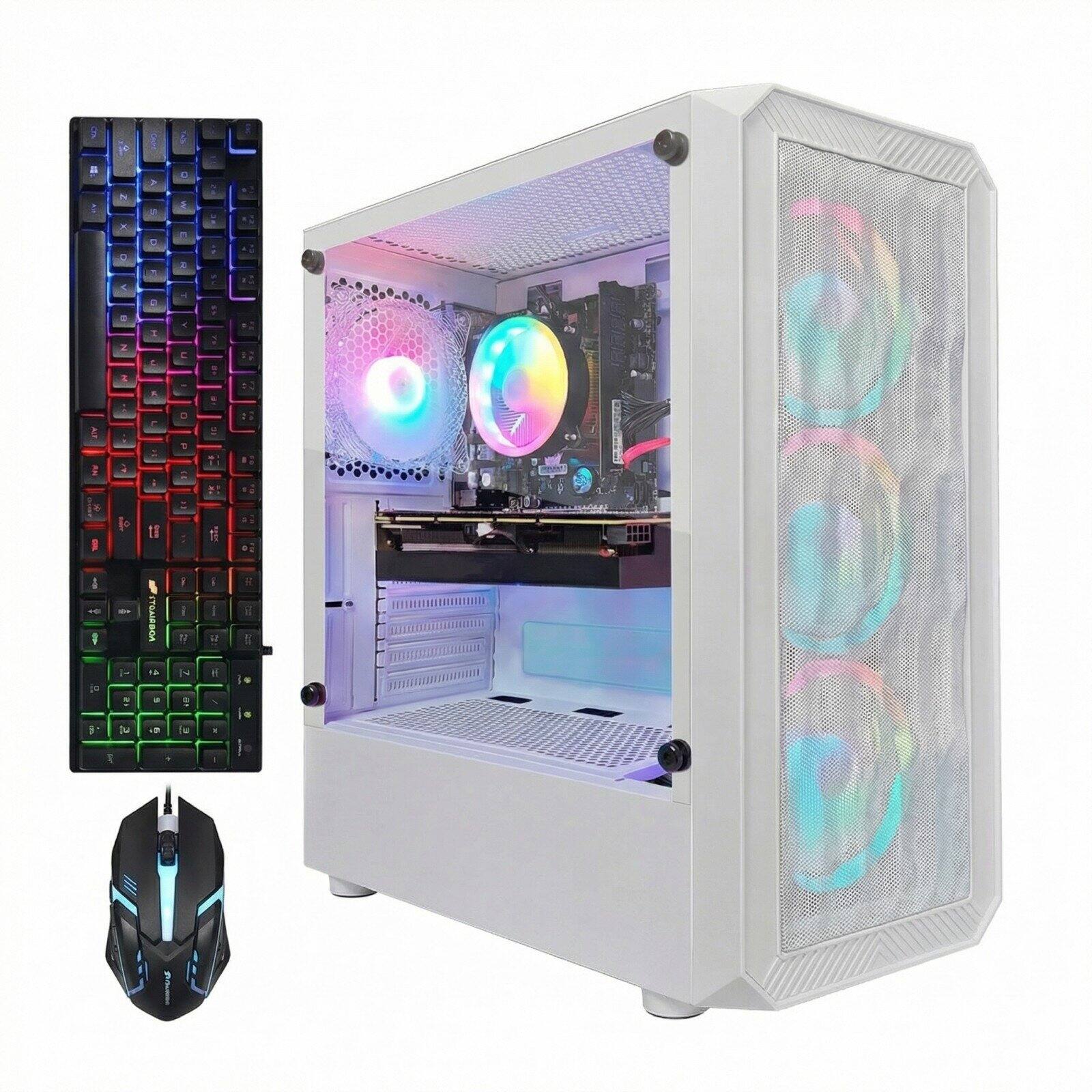 STGAubron - Gaming PC Computer Desktop, Intel Core i5-9400F up to 4.3Ghz, Radeon RX 590 8G, 16G DDR4 RAM, 1TB SSD, WIN11H - White