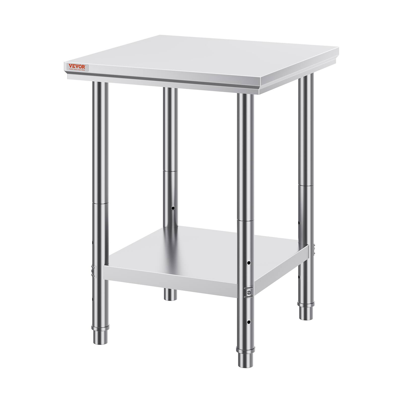 Alt View 5. VEVOR - Stainless Steel Prep Table, 24 x 24 x 31 Inch, 700 lbs Load Capacity, Heavy Duty Metal Worktable - Silver.