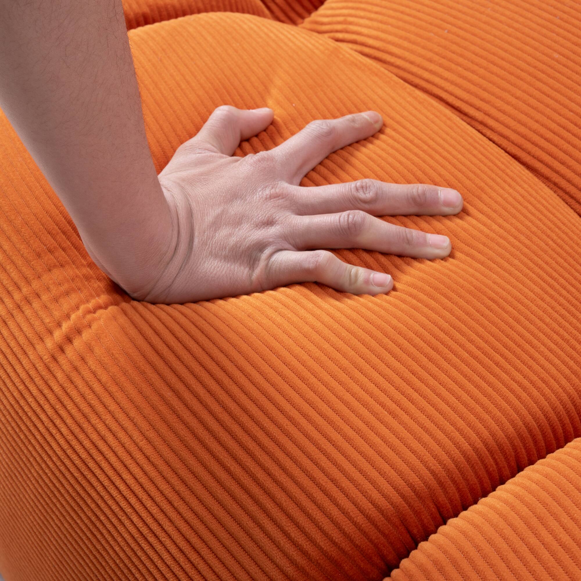 Alt View 1. Boyel Living - 98.4-Inch Corduroy 3-Seat Cloud Floor Sofa with 2 Pillows - Orange.