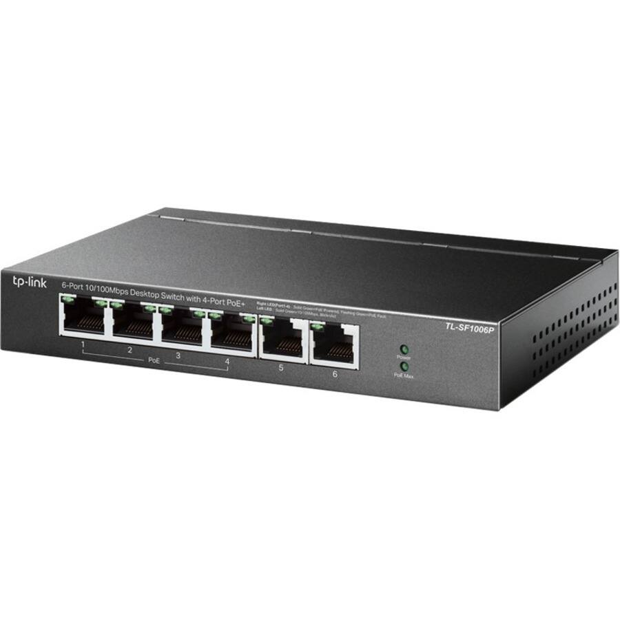 tp-link 6-Port 10/100Mbps Desktop Switch with 4-Port PoE+  
TL-SF1006P