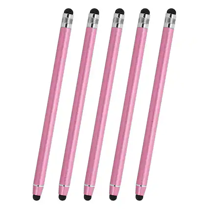 Front. Unique Bargains - 5pcs Stylus Pens for Touch Screens, 2 in 1 High Sensitivity Universal Pen Capacitive Stylus for Touch Screen Device - Pink.