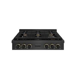 ZLINE - Designer 36 in. 6 Burner Paramount Gas Rangetop in Black Satin Steel with Black and Bronze Accents (SRTBSZ-36-MBCB) - Black Satin Stainless Steel