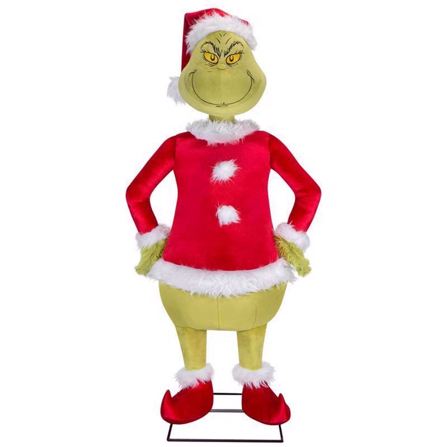 Front. Gemmy - Dr. Seuss Multicolored Grinch Animated Decor 48 in. - Green | Red | White.