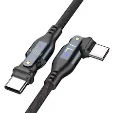 Front. FIELUX - FIELUX 240W USB-C to USB-C 180° Rotating Charging Cable 10ft - Black.