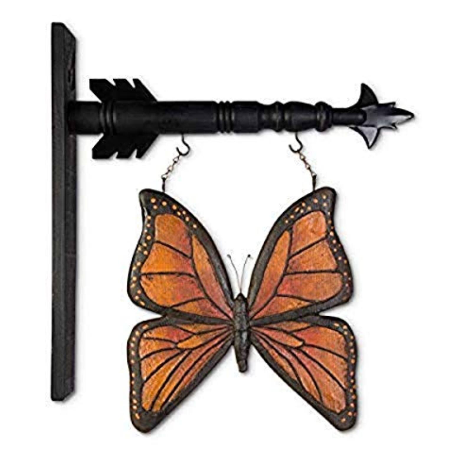 Angle. K&K Interiors - K&K Interiors Orange and Black Resin Butterfly Arrow Replacement Sign 12 inch - Arrow Sold Separately - Multicolor.