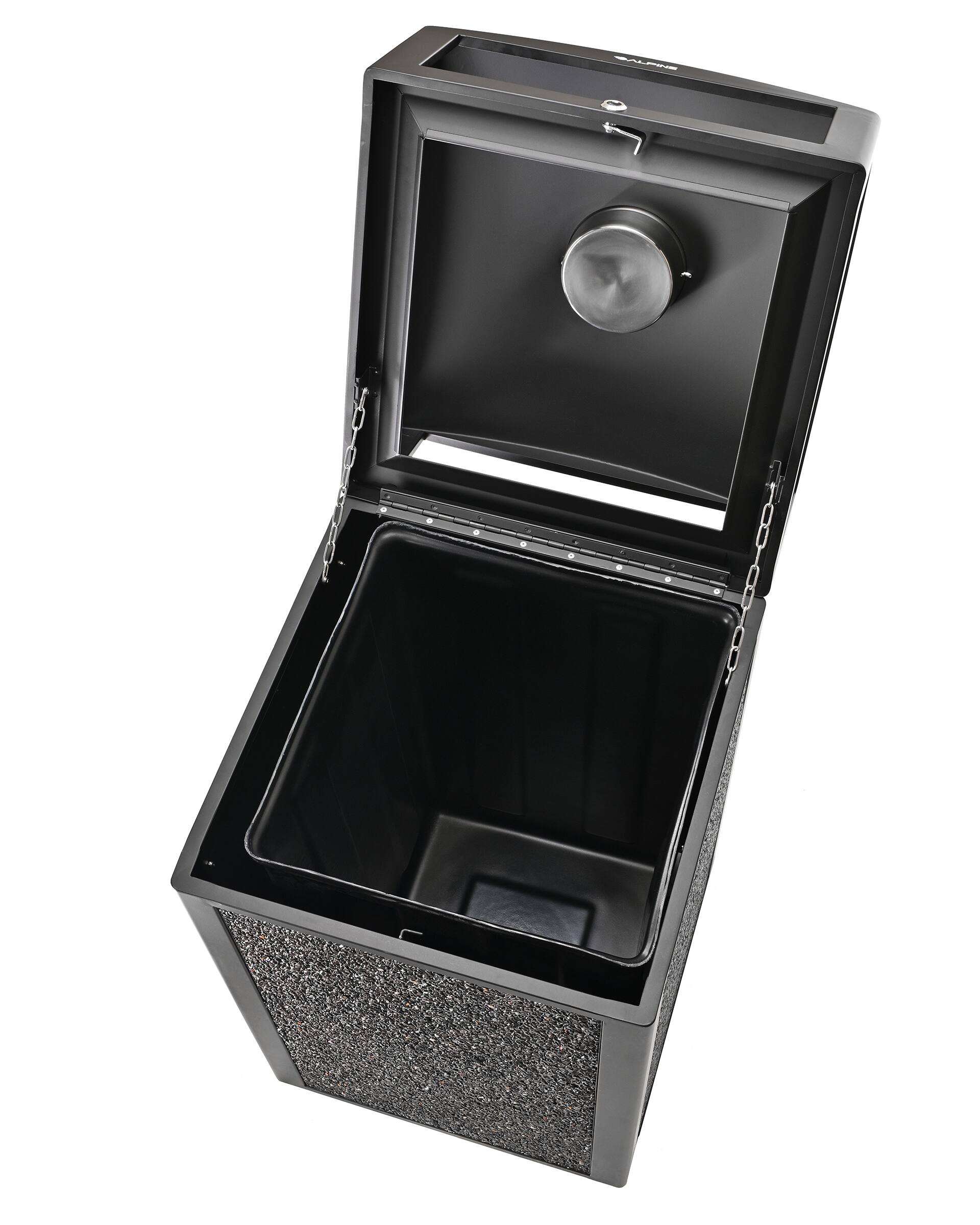 Alt View 9. Alpine Industries - 40 Gallon Steel Outdoor Trash Can with Insert Liner and Dome Lid with Ashtray Urn - Gray.