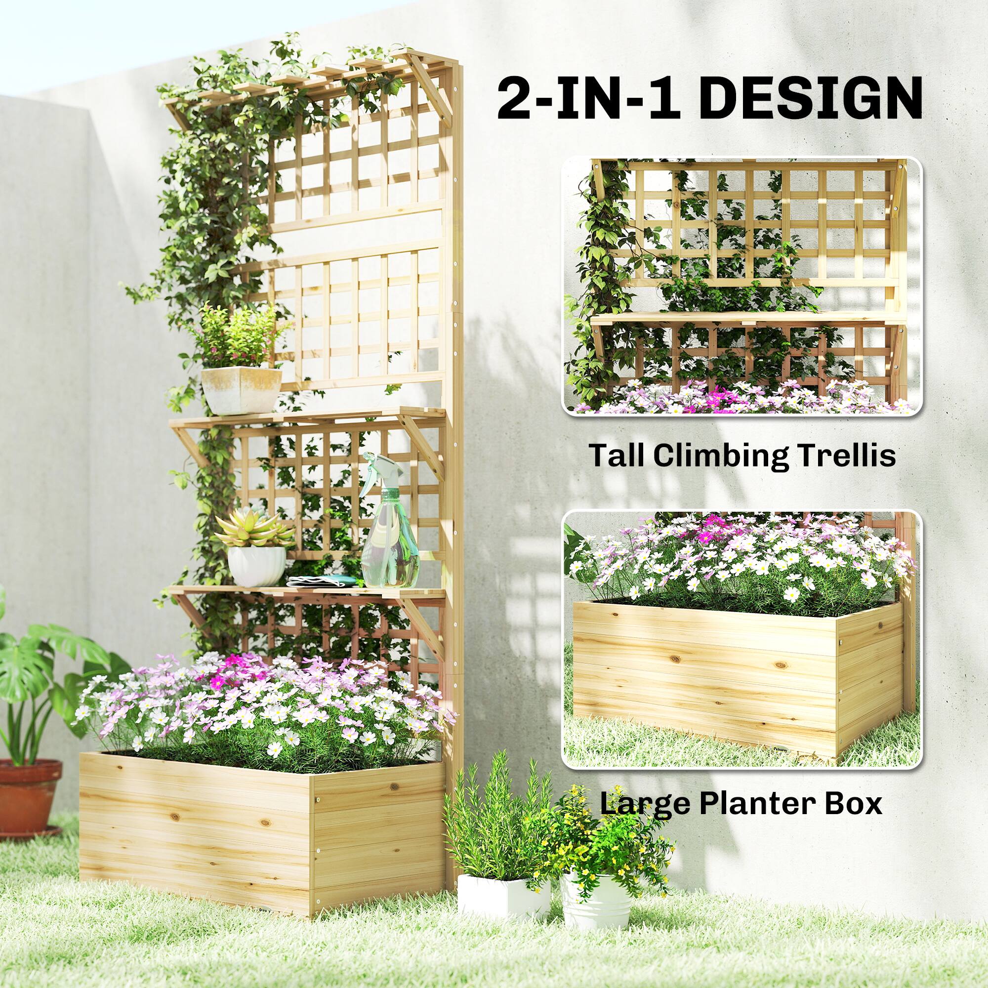 2-IN-1 DESIGN

Tall Climbing Trellis

Large Planter Box