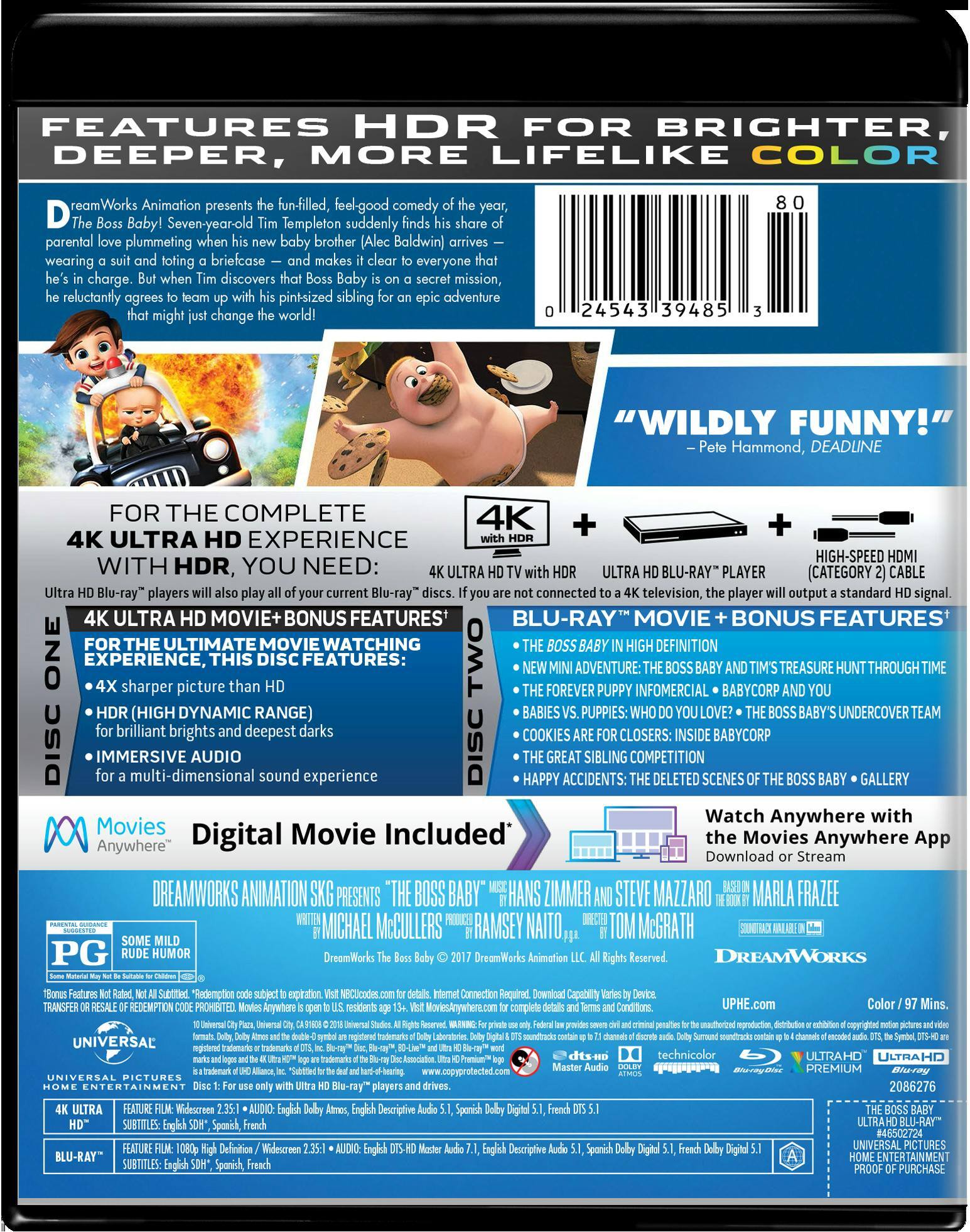 Angle. The Boss Baby   - 4K Blu-Ray.