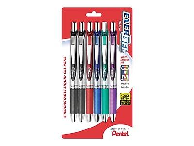 6 RETRACTABLE LIQUID GEL PENS  
ENERGEL  
Deluxe  
Super-Smooth  
Metal Tip  
Left-Handed  
QUICK DRYING  
Pentel