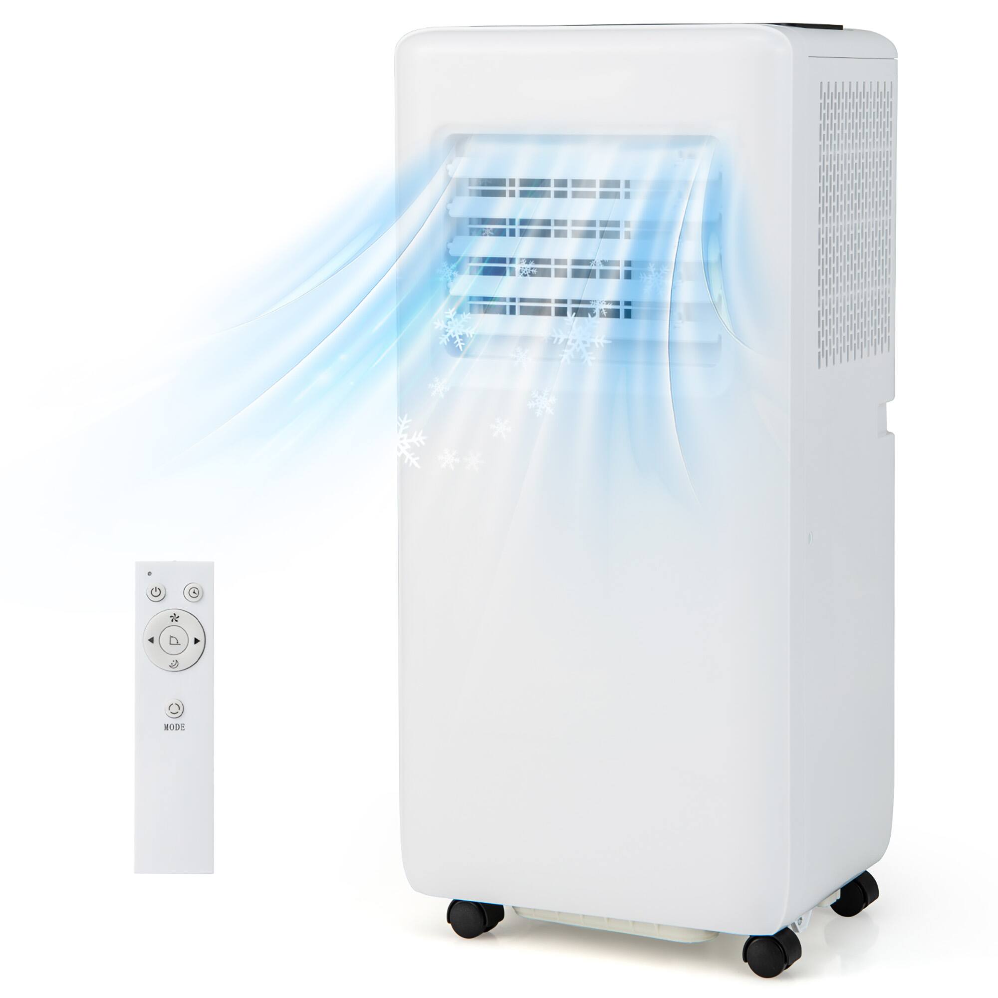 Gymax - 8000 BTU Portable Air Conditioner w/ Remote Control 3-in-1 Portable AC Unit w/ Fan & Dehumidifier - White