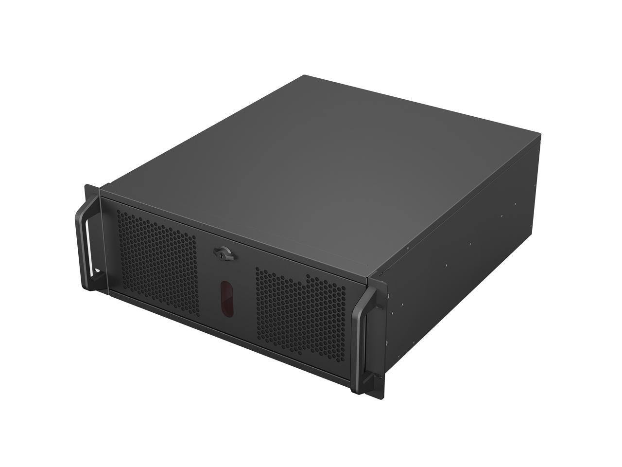 Front. Rosewill - Rosewill 4U Rackmount Server Chassis, 12x 3.5" HDD, ATX/PCIe, 4 Fans, USB 3.2 Type-C, RSV-R4012 - Black.