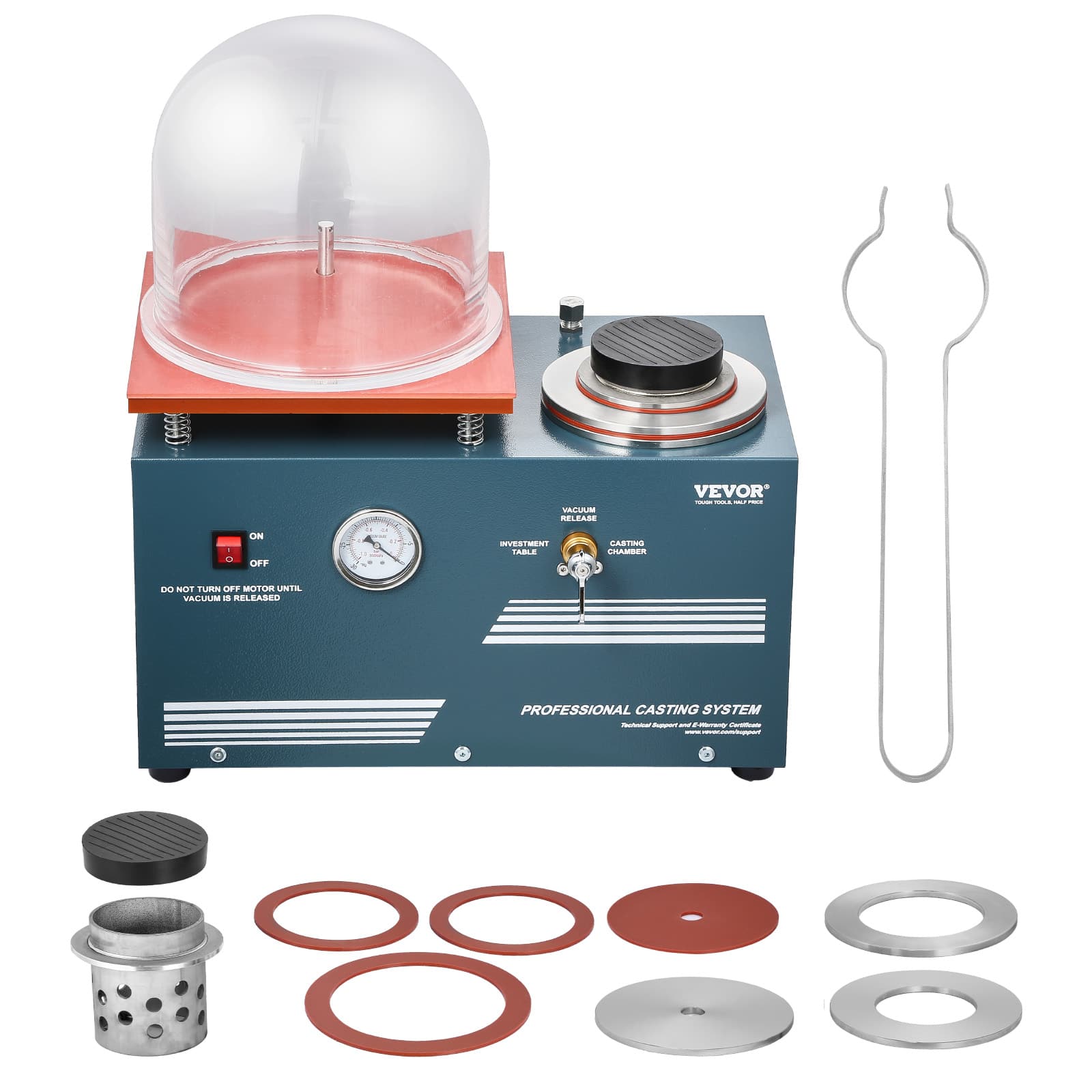 VEVOR - Vacuum Investing Casting Machine, 290W Power, with 3 CFM Pump and Bell Jar, Convenient Oil Injection Port, Precision