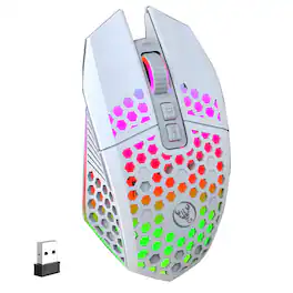 SKRAN - 2.4G Wireless Mouse: Rechargeable Silent RGB Backlit, Sleek & Easy-to-Use for Office/Gaming, Ideal for Laptop/PC Users - Wireless - White