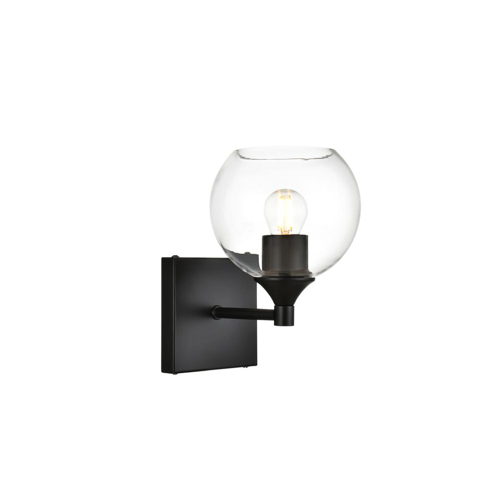 Back. Living District - Foster 1 light Black and Clear Bath Sconce - Black And Clear.