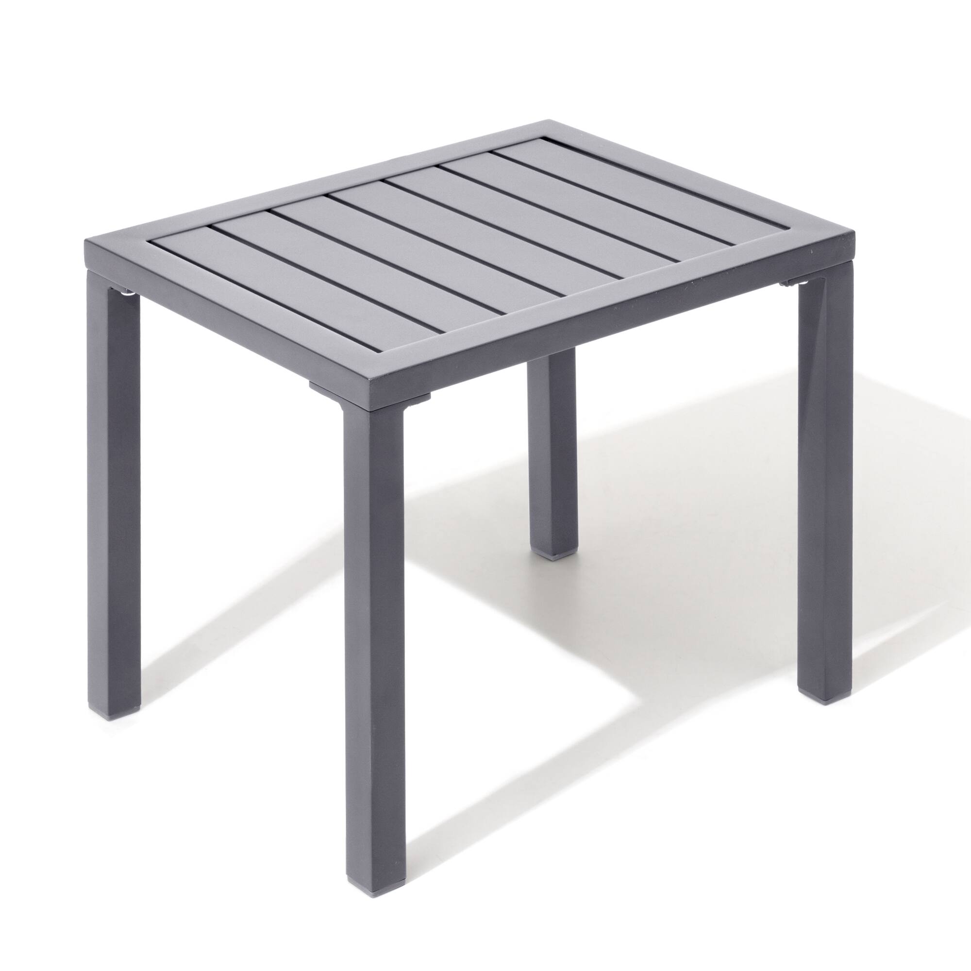 Crestlive Products - Aluminum Rectangular Patio Side Table, Small Outdoor Bistro Coffee Table - Gray