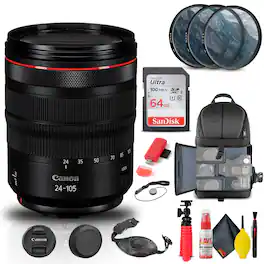 Canon - RF 24-105mm f/4L IS USM Lens (2963C002) + Filter + BackPack + 64G + More (International Version)
