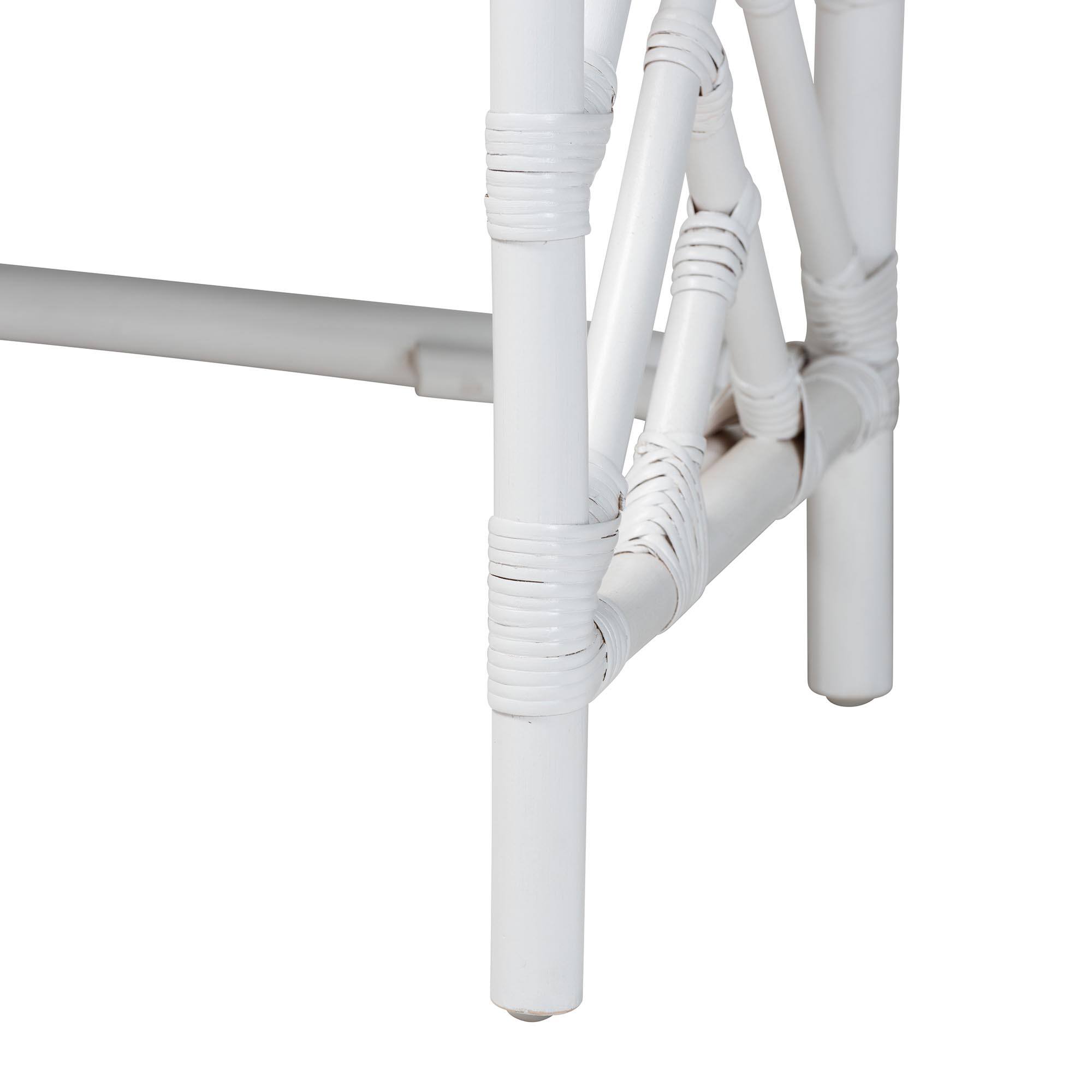 Alt View 3. bali & pari - Lindie Natural Rattan Writing Desk with Two Drawers - White.