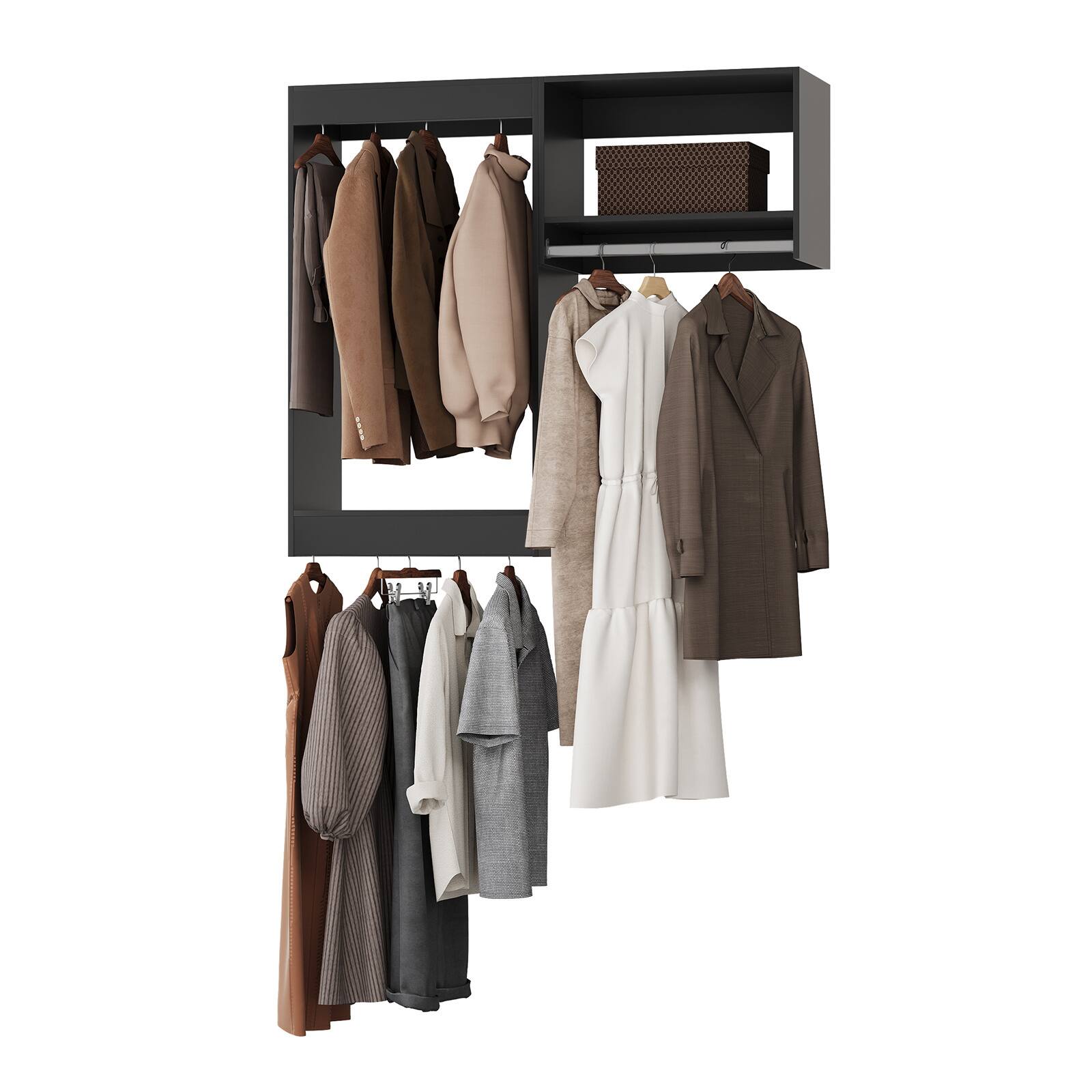 Front. Roomtec - Roomtec 49 in Black Modular Closet System Unit-Customizable Wall Mounted Walk-In Closets for Bedroom or Walk-in Closet - Black.
