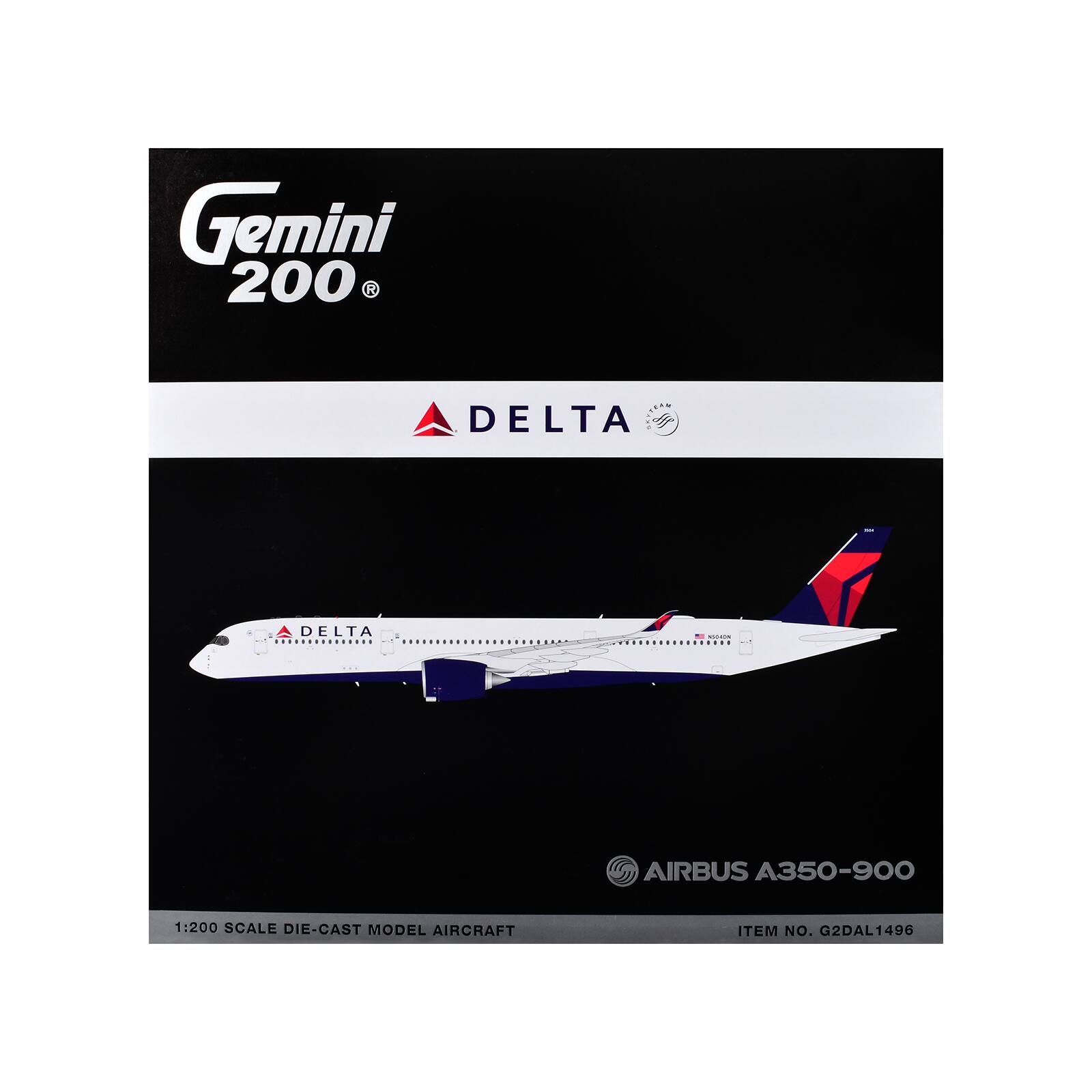 Gemini 200  
TEAM DELTA  
DELTA  
BOOKING  
AIRBUS A350-900  
1:200 SCALE DIE-CAST MODEL AIRCRAFT  
ITEM NO. G2DAL1496