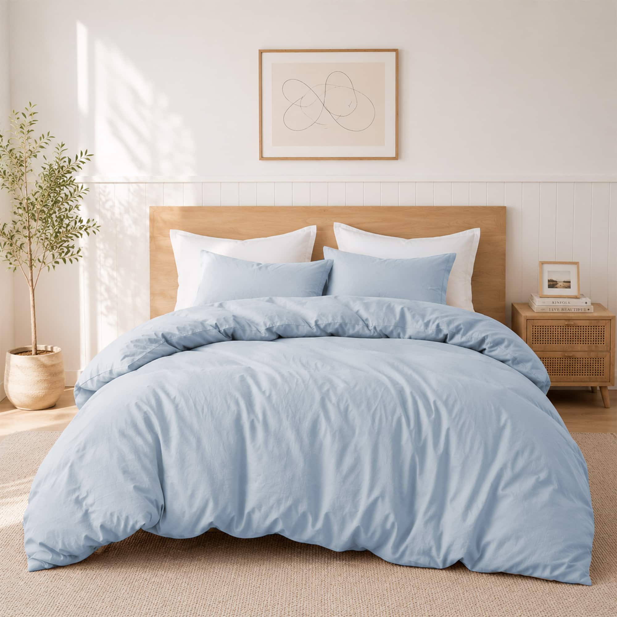 Peace Nest - All Season 100% Cotton Soft and Breathable Duvet Cover Set, Twin - Light Blue price history on PriceWatchPro