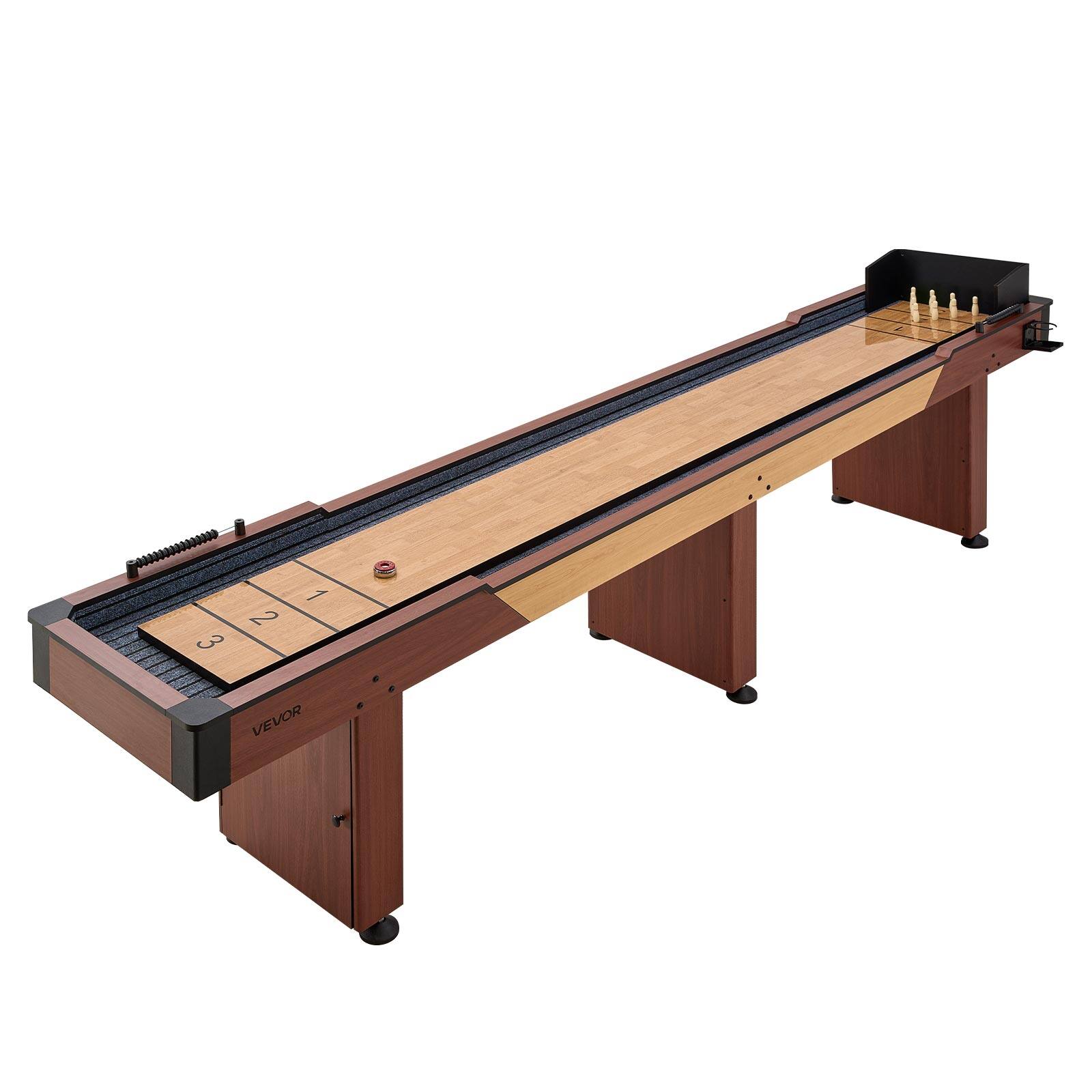 Alt View 5. VEVOR - 12 ft Shuffleboard Table, 2 in 1 Shuffleboard and Bowling Combo Set, Shuffle Board with Rustic Wood Finish - Brown.