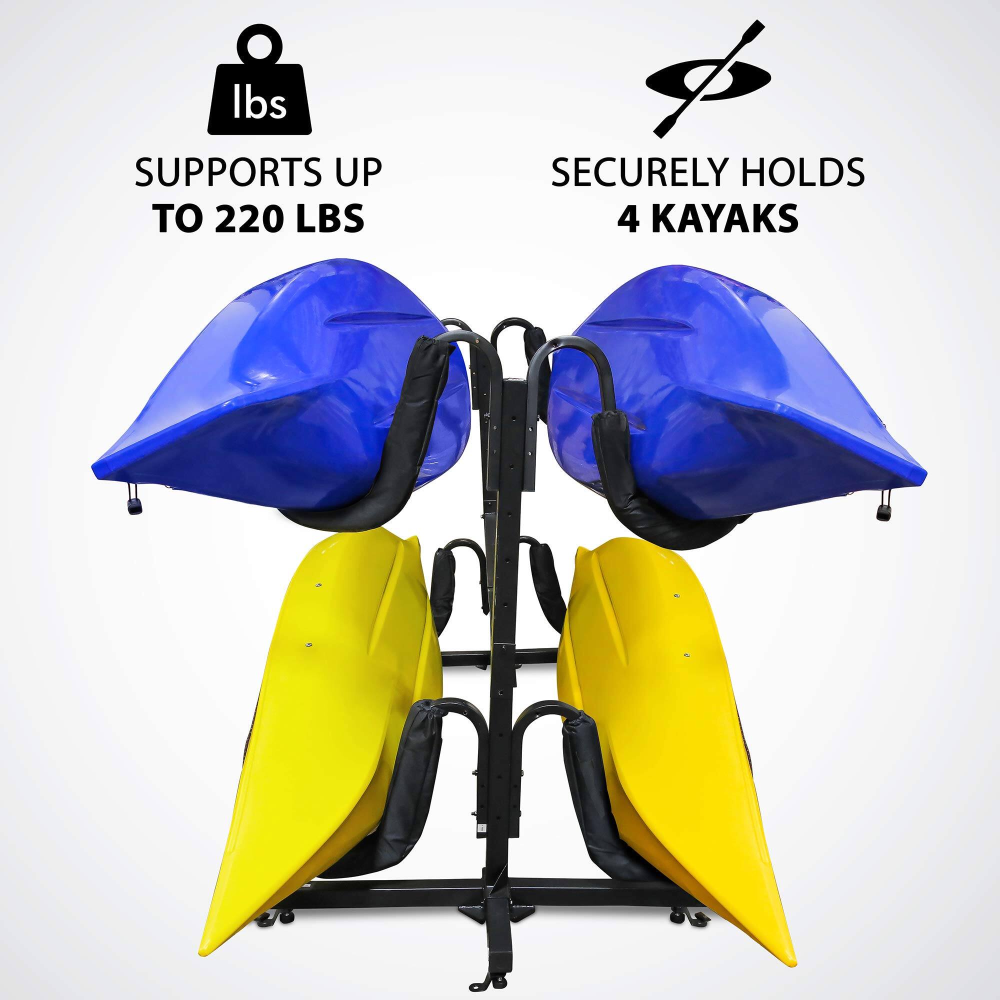 SUPPORTS UP TO 220 LBS
SECURELY HOLDS 4 KAYAKS