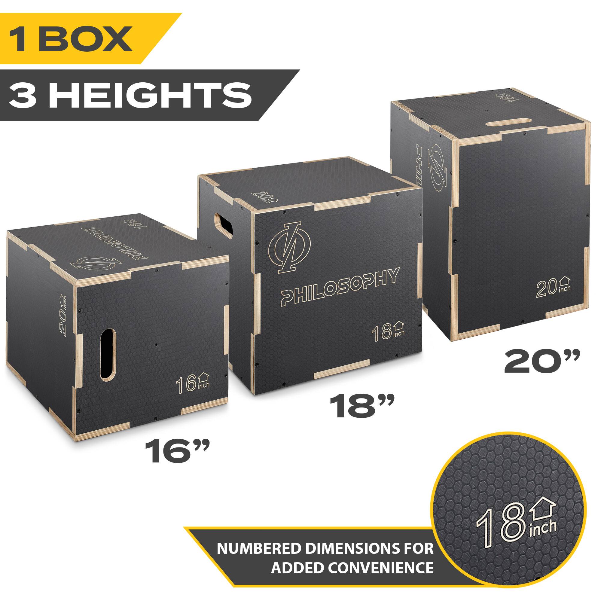 1 BOX  
3 HEIGHTS  

PHILOSOPHY  

16"  
18"  
20"  

NUMBERED DIMENSIONS FOR ADDED CONVENIENCE